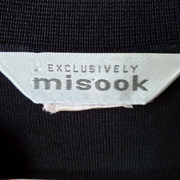 Misook Coral Black Colorblock Cardigan Jacket Sweater L Modern Classic Career - Picture 4 of 9